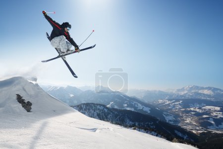 Skier in the high mountains