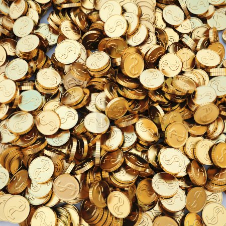 pile of gold coins. 3d image.