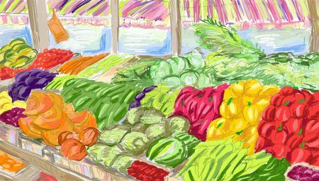 Fruits and vegetables shoping.Illustration