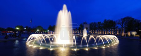 World War II memorial fountain panorama, Washington DC