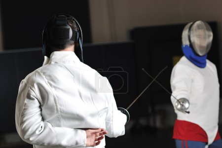 Sword sport athlete portrait at training