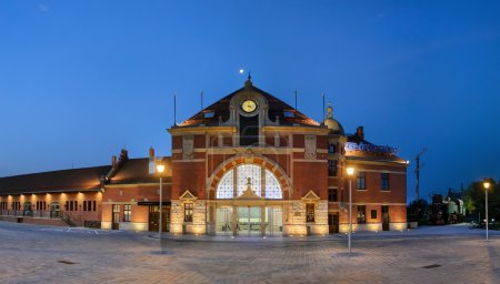 Railway station on the night in Opole