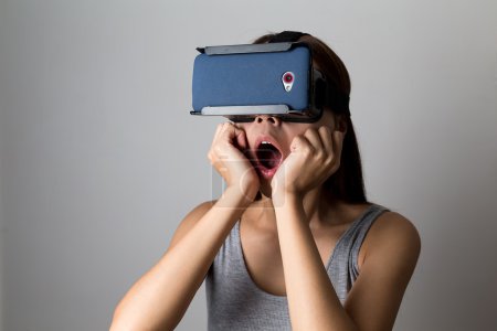 Woman using the virtual reality device
