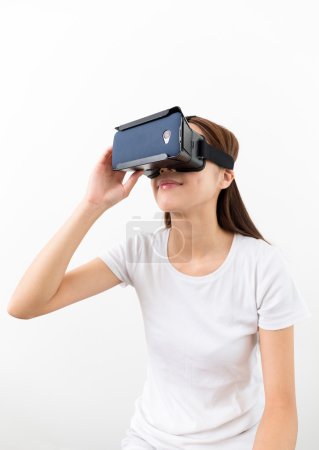 woman using VR device