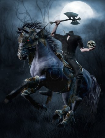 Headless horseman in the forest