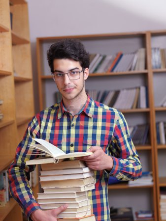 Teenager in library