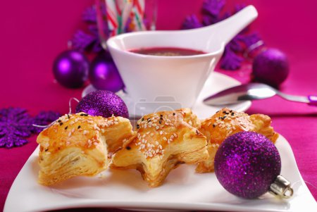 red borscht and puff pastries for christmas