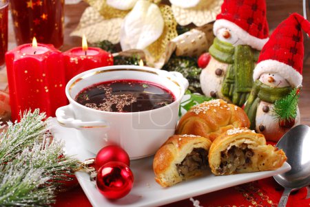 christmas eve red borscht with pastries