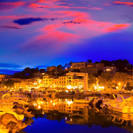 Port de Soller sunset in Majorca at Balearic island