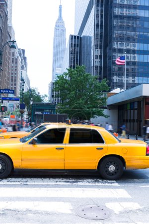 Manhattan New York 8th Av yellow taxi cab US