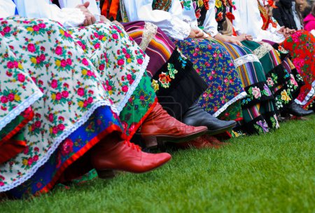 Horizontal color image of traditional polish costumes