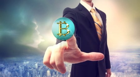 Bitcoin currency with businessman
