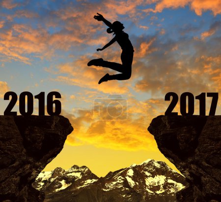 Girl jumps to the New Year 2017
