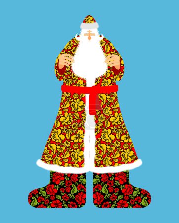 Russian Santa Claus. Grandfather Frost. Cloak in traditional orn