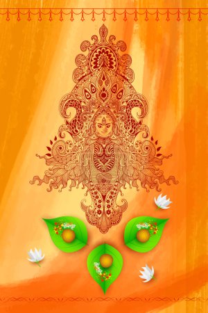 Goddess Durga against Watercolor Background