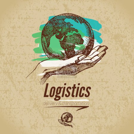 Sketch logistics and delivery background