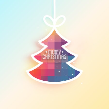 Christmas background with paper fir tree