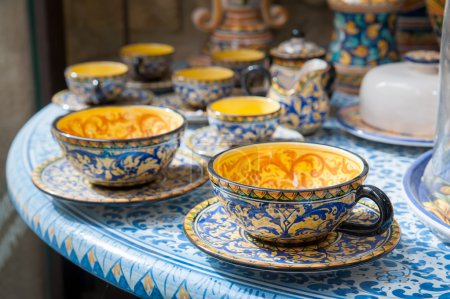 Decorated ceramic teacup