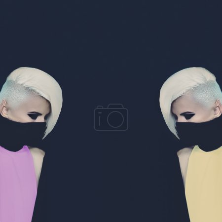 Two Blondes ninja style. Fashion original photo