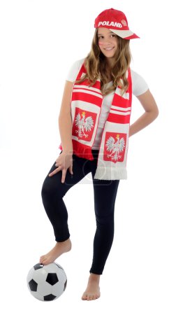 Teen girl Polish football fan