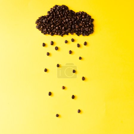 Coffee beans in shape of rainy cloud.