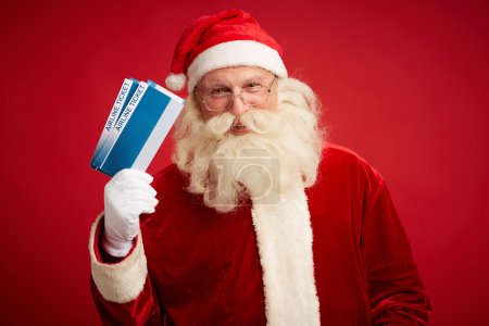 Santa with airline tickets