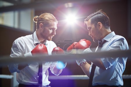 Businessmen in boxing glove