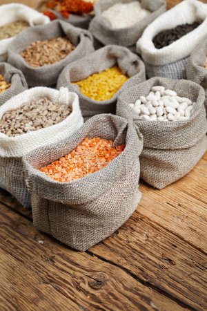 Corn and grains in bags
