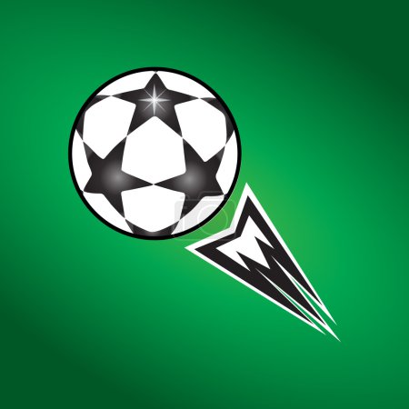 Soccer Stars ball fly on green background. Ball Vector Illustration. Soccer Ball with stars. Football Champions League ball Finale Match. Soccer Ball. Soccer ball icon on Football Green Field. Champions League ball stars logo. Ball icon, logo, label