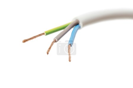 Cable with three lines on white