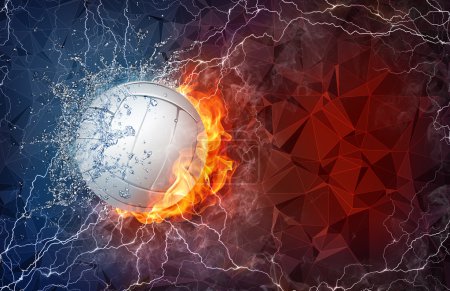 Volleyball ball in fire and water