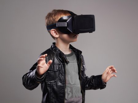 Boy in virtual reality glasses