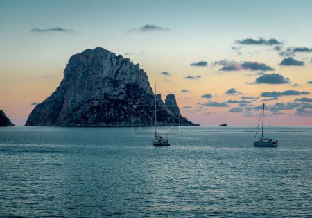 Picturesque sunset over mysterious island of Es Vedra