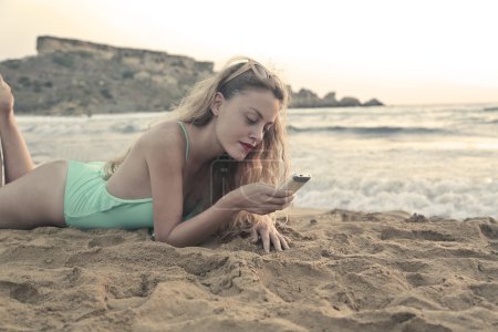 Texting at the beach