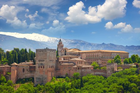 View of the famous Ancient arabic fortress  Alhambra, Granada, S