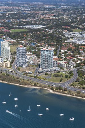 View of the shoreline and Surfers Paradise in Gold Coast