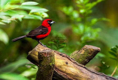 Red bird on a branch