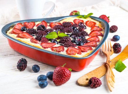 Fruit pudding with berries