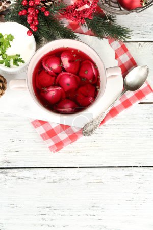 Traditional polish red borscht