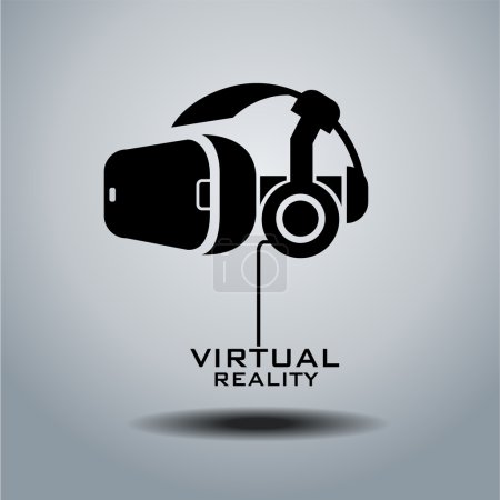 Virtual reality headset icon, flat design, vector