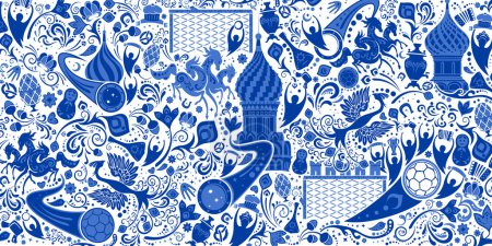 Russian background, pattern with modern and traditional elements
