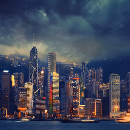 Hong Kong cityscape in stormy weather - amazing atmosphere