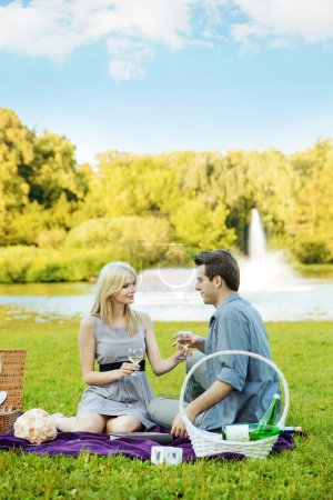Couple having romantic date in the park
