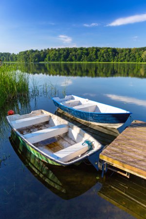 Fishing boats on the masurian lake