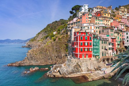 Riomaggiore town on the coast of Ligurian Sea