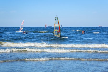 Windsurfing on Baltic sea in Sopot