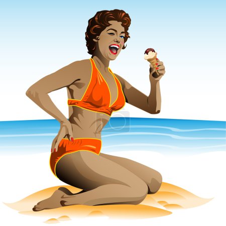 Summer pin-up with ice-cream
