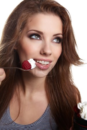 Woman Eating sweet dessert