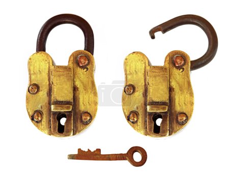 Vintage Brass Padlock, Open and Closed