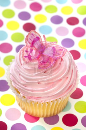 Pink Cupcake with Butterfly
